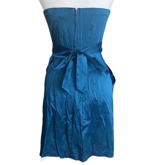 Teeze Me Blue Satin Strapless Cocktail Dress Size 7 - Picture 7 of 10